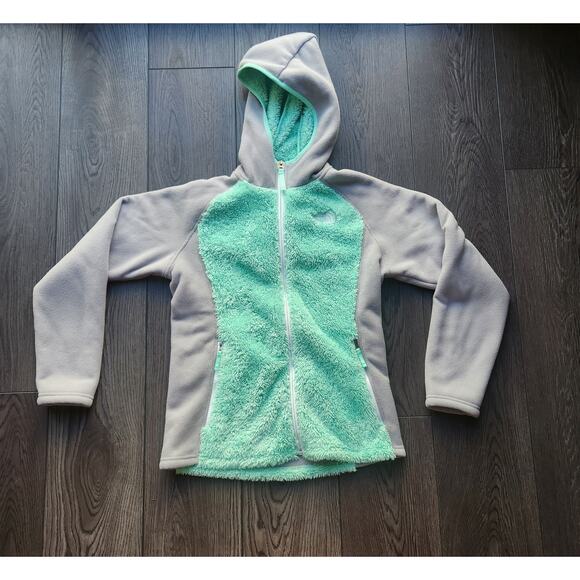The North Face mint/gray soft fleece jacket, large - Picture 1 of 6